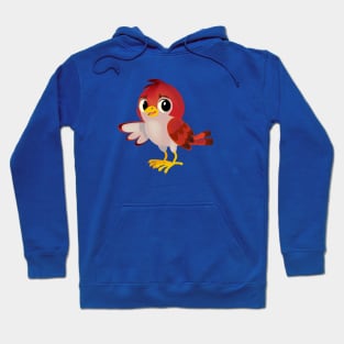 little red bird points its wing at the object Hoodie